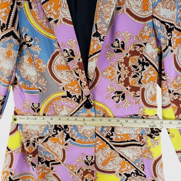 Intempo Womens Paisely Blazer Plus Pink Multicolor Italian Style Boxy Size M - Picture 4 of 8